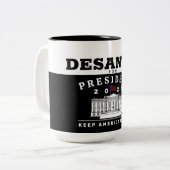 RON DESANTIS 2028 ZWEIFARBIGE TASSE (Vorderseite Links)