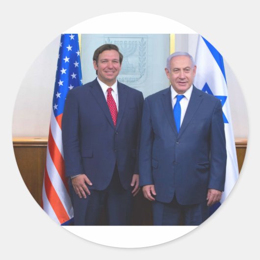 Ron DeSantis And Benjamin Netanyahu Runder Aufkleber (Vorderseite)