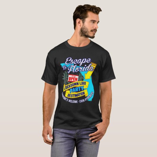 Ron Desantis Escape to Florida Vinatge Funny T-Shirt (Vorne ganz)