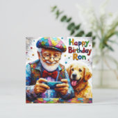 Ron~ Geburtstagskarte ~ Golden Retriever ~ (Stehend Vorderseite)