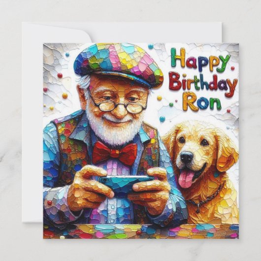 Ron~ Geburtstagskarte ~ Golden Retriever ~ (Vorderseite)