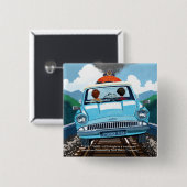 Ron & HARRY POTTER™ in Flying Car to HOGWARTS™ Button (Vorne & Hinten)