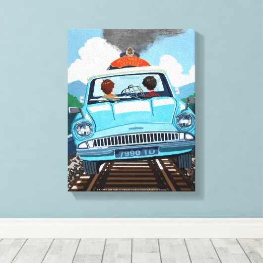 Ron & HARRY POTTER™ in Flying Car to HOGWARTS™ Leinwanddruck (Insitu (Holzboden))