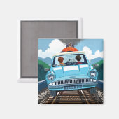 Ron & HARRY POTTER™ in Flying Car to HOGWARTS™ Magnet (Vorderseite/Rückseite)