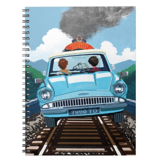 Ron & HARRY POTTER™ in Flying Car to HOGWARTS™ Notizblock (Vorderseite)