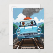 Ron & HARRY POTTER™ in Flying Car to HOGWARTS™ Postkarte (Vorne/Hinten)