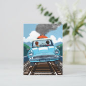 Ron & HARRY POTTER™ in Flying Car to HOGWARTS™ Postkarte (Stehend Vorderseite)