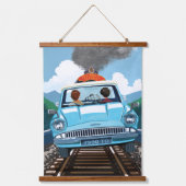 Ron & HARRY POTTER™ in Flying Car to HOGWARTS™ Wandteppich Mit Holzrahmen (Vorderseite)