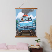 Ron & HARRY POTTER™ in Flying Car to HOGWARTS™ Wandteppich Mit Holzrahmen (Schlafzimmer)