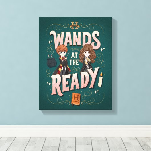 Ron & Hermione Wands auf der Fertigstellung Leinwanddruck (Insitu (Holzboden))