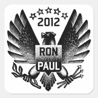 Ron Paul 2012 Black Eagle Quadratischer Aufkleber