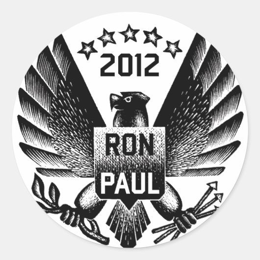 Ron Paul 2012 Black Eagle Runder Aufkleber (Vorderseite)