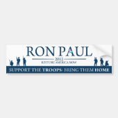 Ron Paul 2012 - Stützen Sie die Truppen Autoaufkleber (Vorne)
