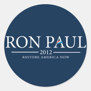 RON PAUL 2012 WIEDERHERSTELLUNG VON AMERIKA JETZT  RUNDER AUFKLEBER