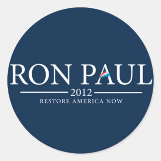 RON PAUL 2012 WIEDERHERSTELLUNG VON AMERIKA JETZT RUNDER AUFKLEBER