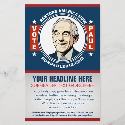 Ron Paul Customizable Flyer (Vorne)