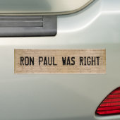 Ron Paul hatte Recht Autoaufkleber (Auf Auto)