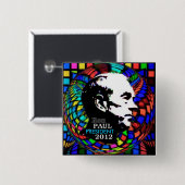 Ron Paul psychedelisches quadratisches Button 2012 (Vorne & Hinten)
