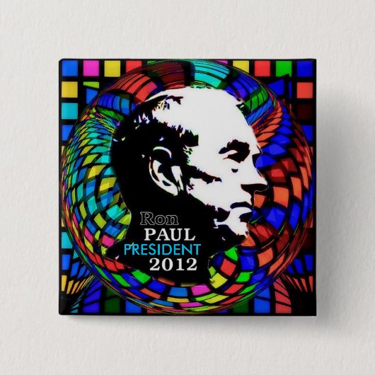 Ron Paul psychedelisches quadratisches Button 2012 (Vorderseite)