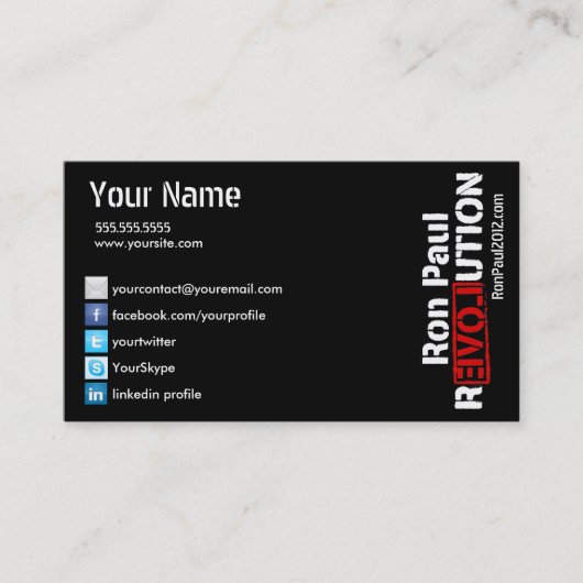 Ron Paul-Revolutions-Karte Visitenkarte (Vorderseite)