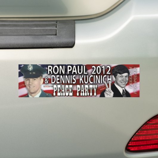 Ron Paul u. Dennis Kucinich FriedensParty 2012 Autoaufkleber (Auf Auto)