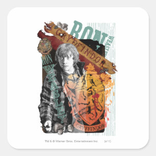 Ron Weasley Collage 1 Quadratischer Aufkleber