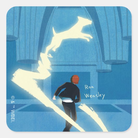 Ron Weasley Patronus Gemälde Quadratischer Aufkleber (Vorderseite)