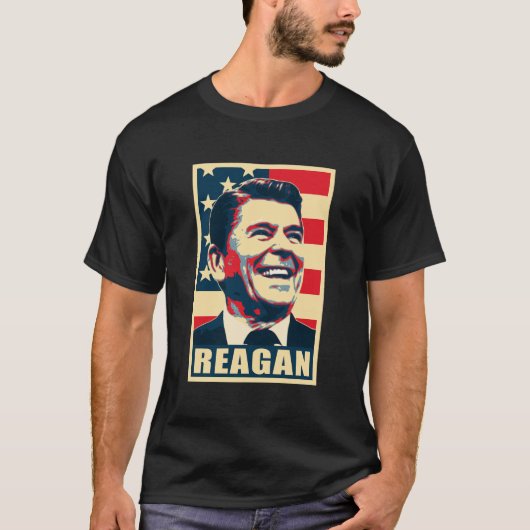 Ronald Präsident Reagan Propaganda Poster Pop Art T-Shirt (Vorderseite)