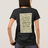 Ronald Reagan Abortion Quote T-Shirt (Rückseite)