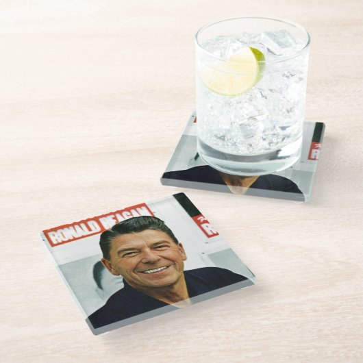 Ronald Reagan Glasuntersetzer (Schrägansicht)