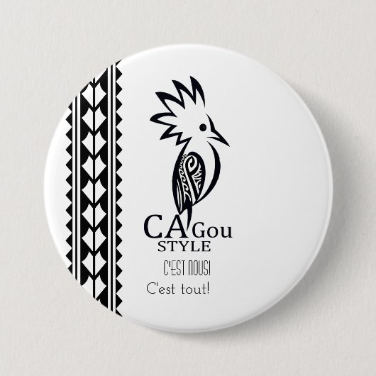 Rond, Très Grand : 7,6 cm Cagou Style Button (Vorderseite)