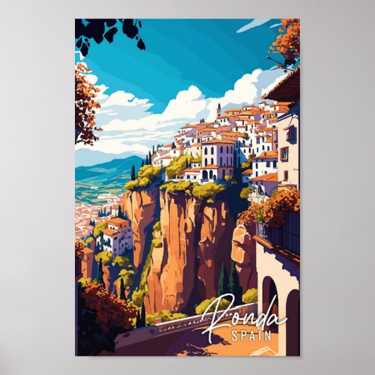 Ronda Spain Vintage Illustration Poster (Vorne)