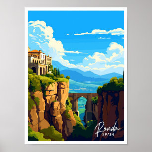 Ronda Spanien Kunst Reise Vintage-Illustration Poster