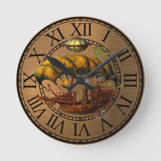 Ronde klok Air boat steampunk Runde Wanduhr (Vorderseite)