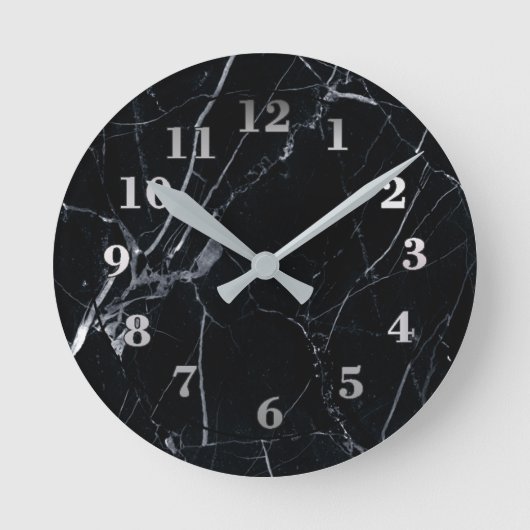 Ronde klok Black marble Runde Wanduhr (Vorderseite)