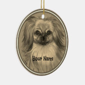 Rondo Pekingese Hundeschmuck Keramik Ornament (Rechts)