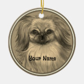 Rondo Pekingese Hundeschmuck Keramik Ornament (Vorne)