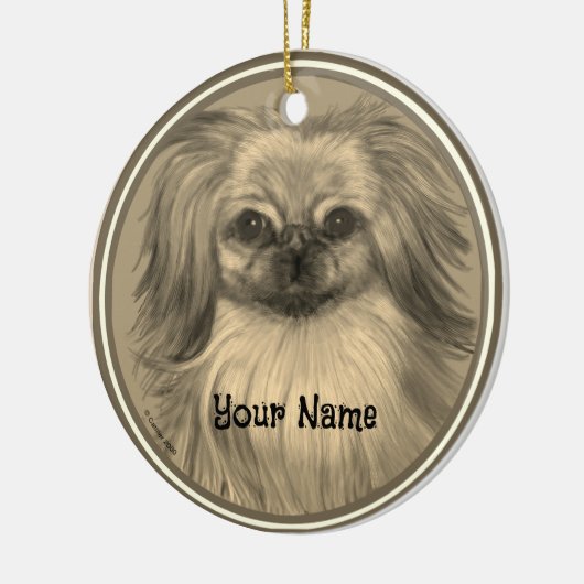 Rondo Pekingese Hundeschmuck Keramik Ornament (Links)