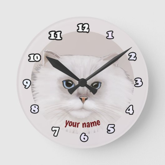 Rondo Persian Cat clock Runde Wanduhr (Vorderseite)