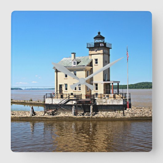 Rondout Creek Lighthouse, New York Quadratische Wanduhr (Vorderseite)