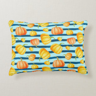 Rong um Orange Pumpkin. Nahtlose Aquarellkiste Dekokissen