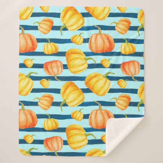 Rong um Orange Pumpkin. Nahtlose Aquarellkiste Sherpadecke (Vorderseite)