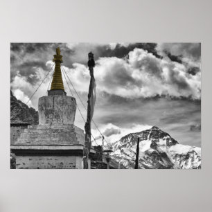 Rongbuk Kloster und Mount Everest Poster