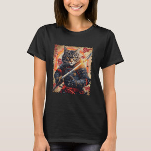 Ronin-Samurai-Katzenkrieger mit Katana-Feline-Bush T-Shirt