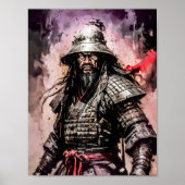 Ronin Samurai Kriegerfarbe zeichnend Poster (Vorne)