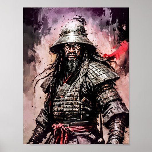 Ronin Samurai Kriegerfarbe zeichnend Poster (Vorne)