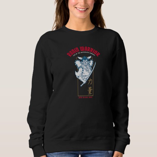 Ronin Warrior Masterless Samurai Kabuki und Kanji Sweatshirt (Vorderseite)