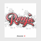 Ronja red Heart Graffiti Aufkleber Sticker (Blatt)