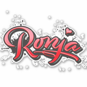 Ronja red Heart Graffiti Aufkleber Sticker