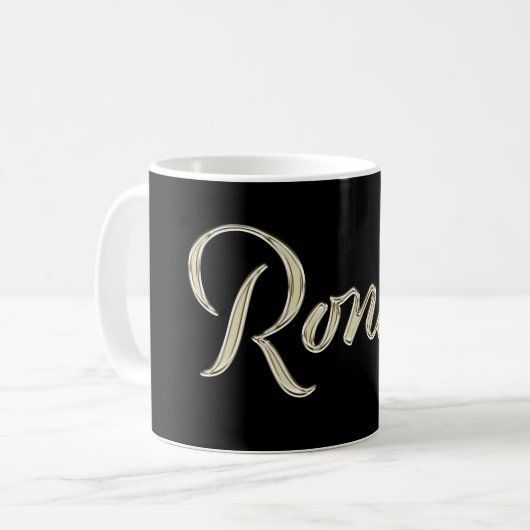 Ronny Name whitegold Tasse Teetasse Kaffeetasse (Vorderseite Links)